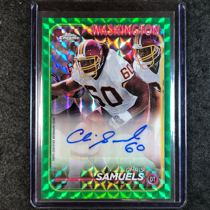 2024 Topps Chrome Football CHRIS SAMUELS Base Auto Green Geometric 97/99