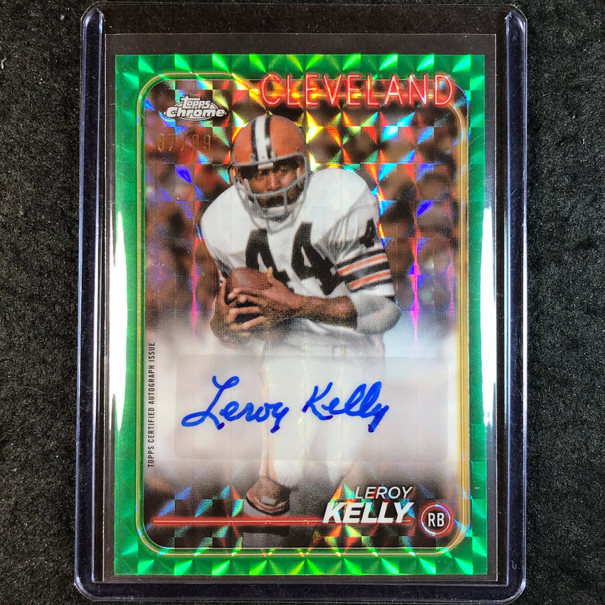 2024 Topps Chrome Football LEROY KELLY Base Auto Green Geometric 87/99