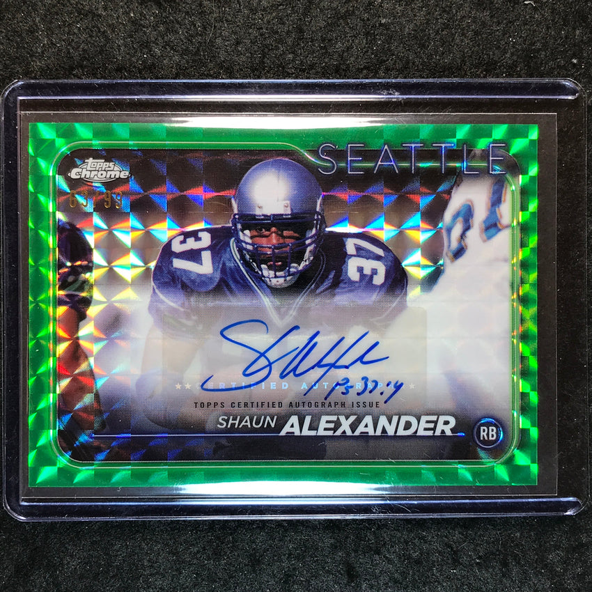 2024 Topps Chrome Football SHAUN ALEXANDER Base Auto Green Geometric 63/99