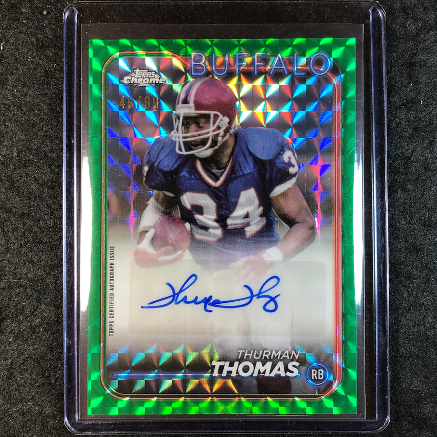 2024 Topps Chrome Football THURMAN THOMAS Base Auto Green Geometric 46/99