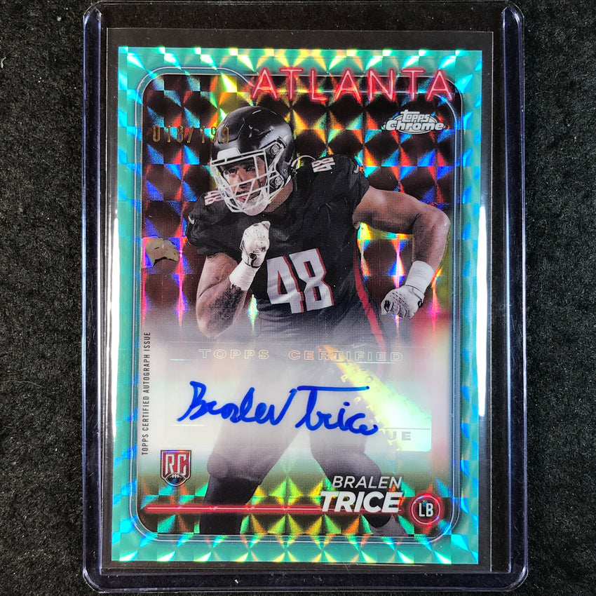 2024 Topps Chrome Football BRALEN TRICE Rookie Auto Aqua Geometric 18/199
