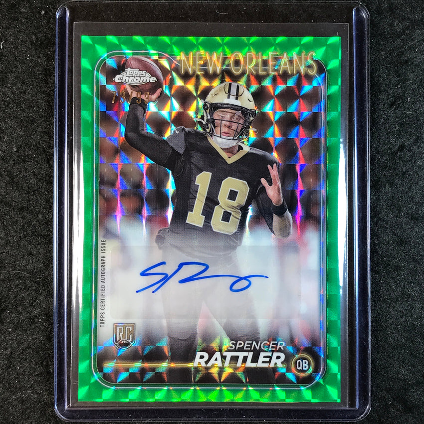 2024 Topps Chrome Football SPENCER RATTLER Rookie Auto Green Geometric 73/99