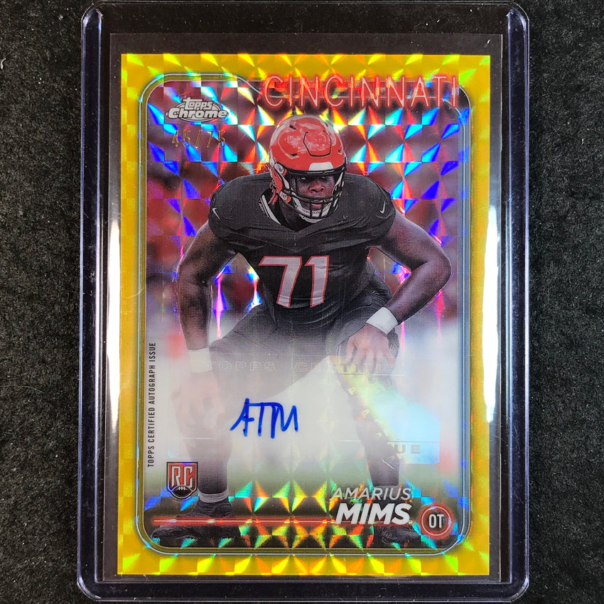 2024 Topps Chrome Football AMARIUS MIMS Rookie Auto Yellow Geometric 45/75