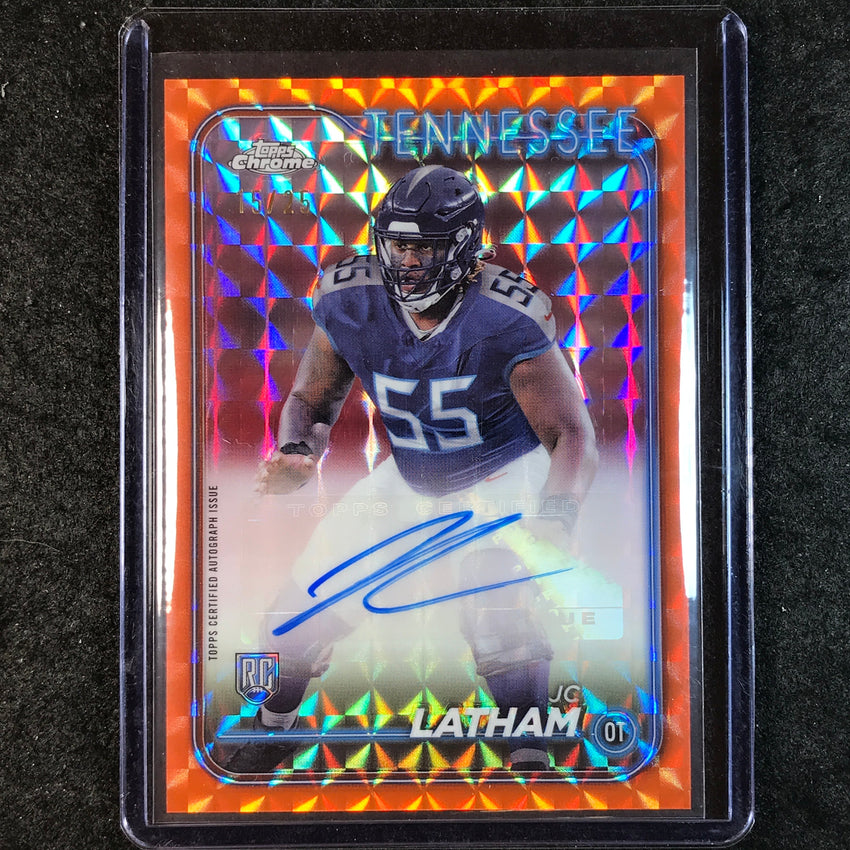 2024 Topps Chrome Football JC LATHAM Rookie Auto Orange Geometric 15/25