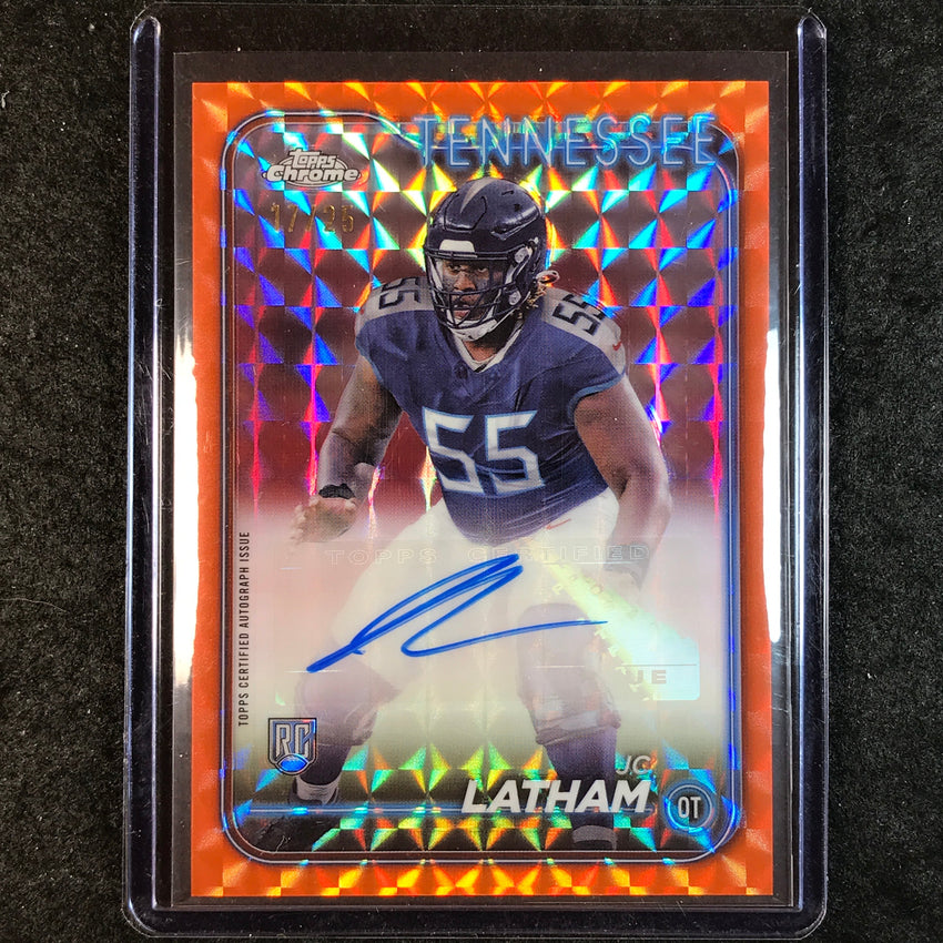 2024 Topps Chrome Football JC LATHAM Rookie Auto Orange Geometric 17/25