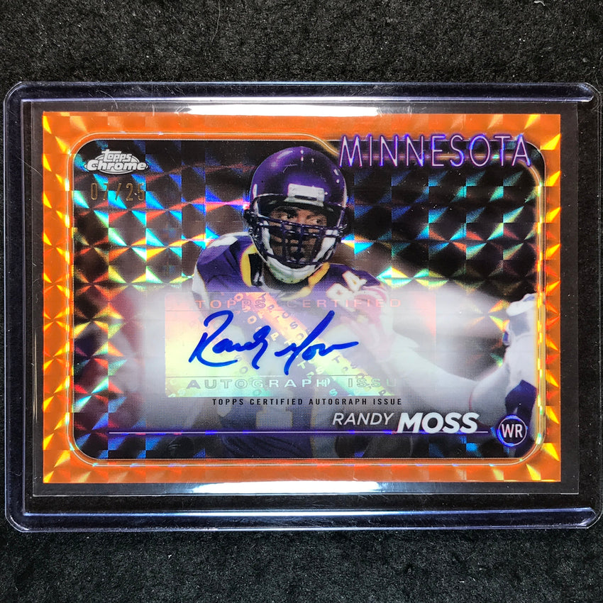 2024 Topps Chrome Football RANDY MOSS Chrome Legends Auto Orange Geometric 7/25