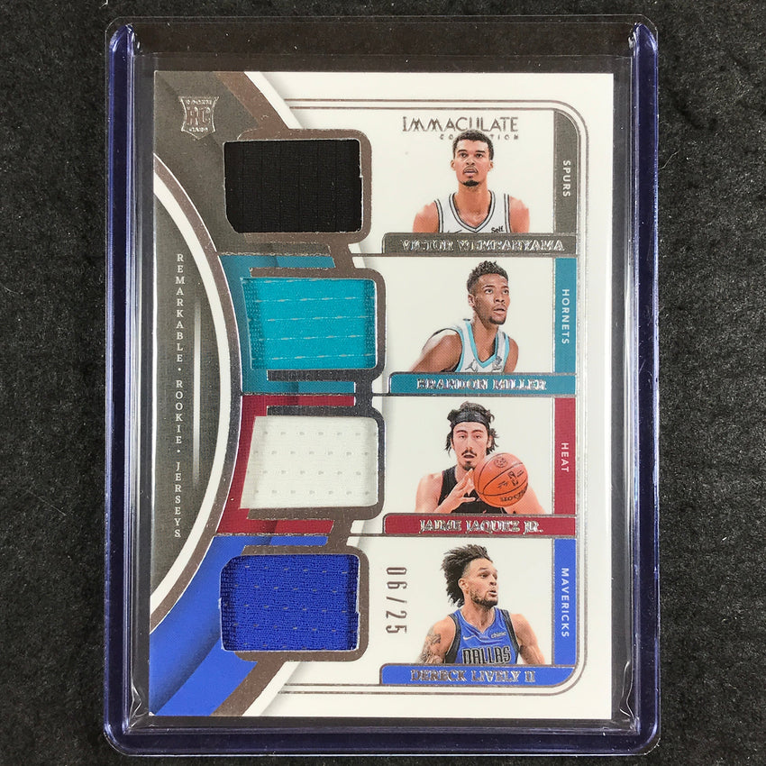 2023-24 Immaculate WEMBANYAMA MILLER JAQUEZ LIVELY Quad Rookie Jersey 6/25