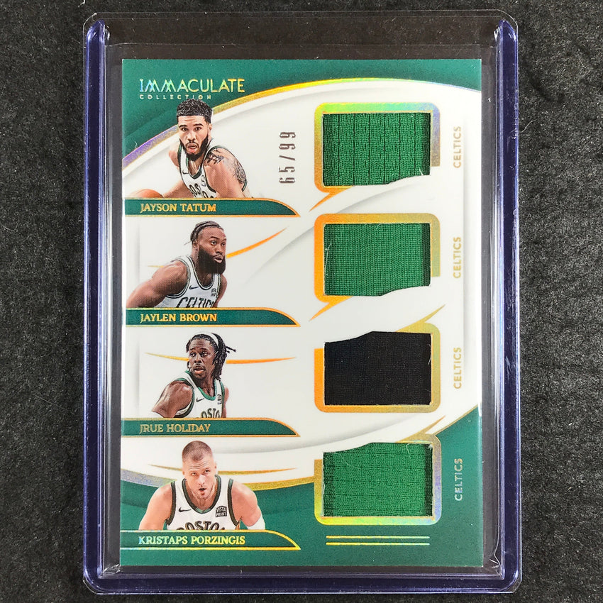 2023-24 Immaculate JAYSON TATUM BROWN HOLIDAY Quad Jersey 65/99 Celtics