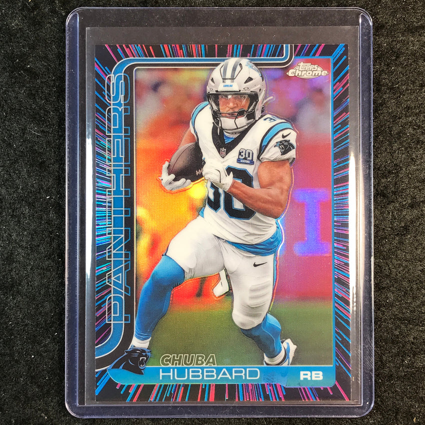 2025 Topps Chrome Football CHUBA HUBBARD Neon Pulse SP #42
