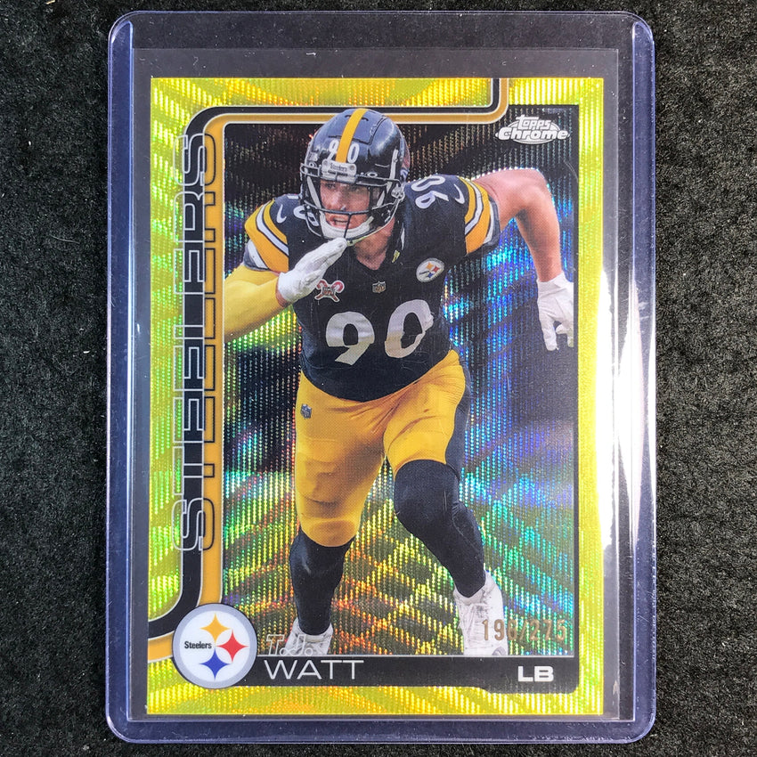 2025 Topps Chrome Football T.J. WATT Base Yellow Wave 196/275 #258