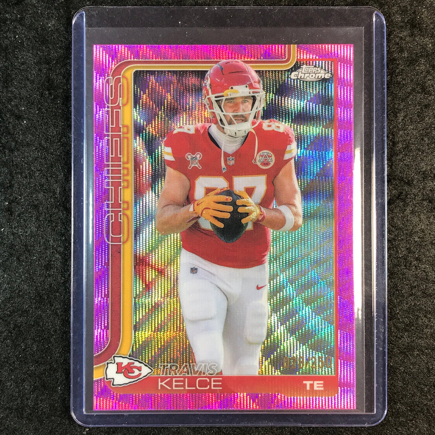 2025 Topps Chrome Football TRAVIS KELCE Base Pink Wave 28/250 #150