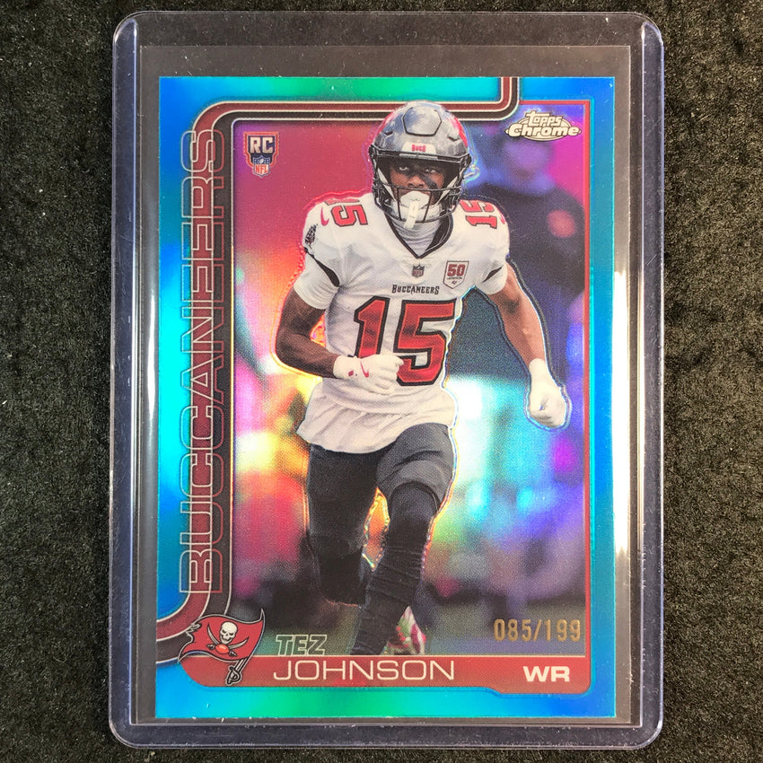 2025 Topps Chrome Football TEZ JOHNSON Rookie Base Aqua 85/199 #342