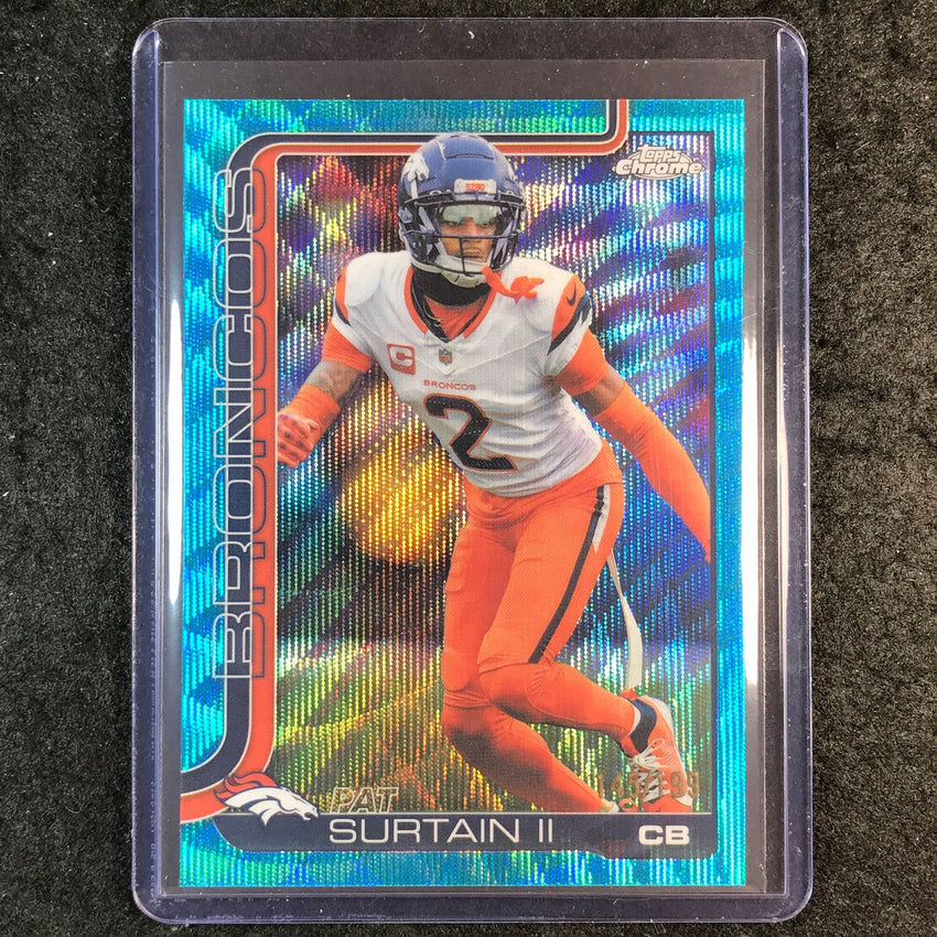 2025 Topps Chrome Football PAT SURTAIN II Base Aqua Wave 145/199 #93