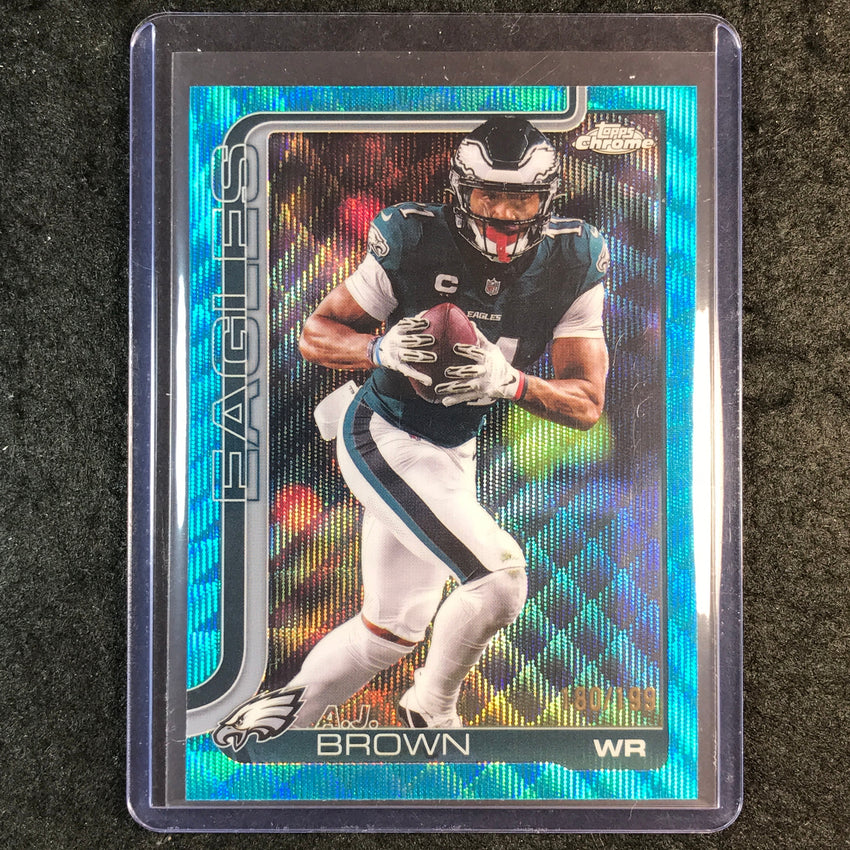 2025 Topps Chrome Football A.J. BROWN Base Aqua Wave 180/199 #243