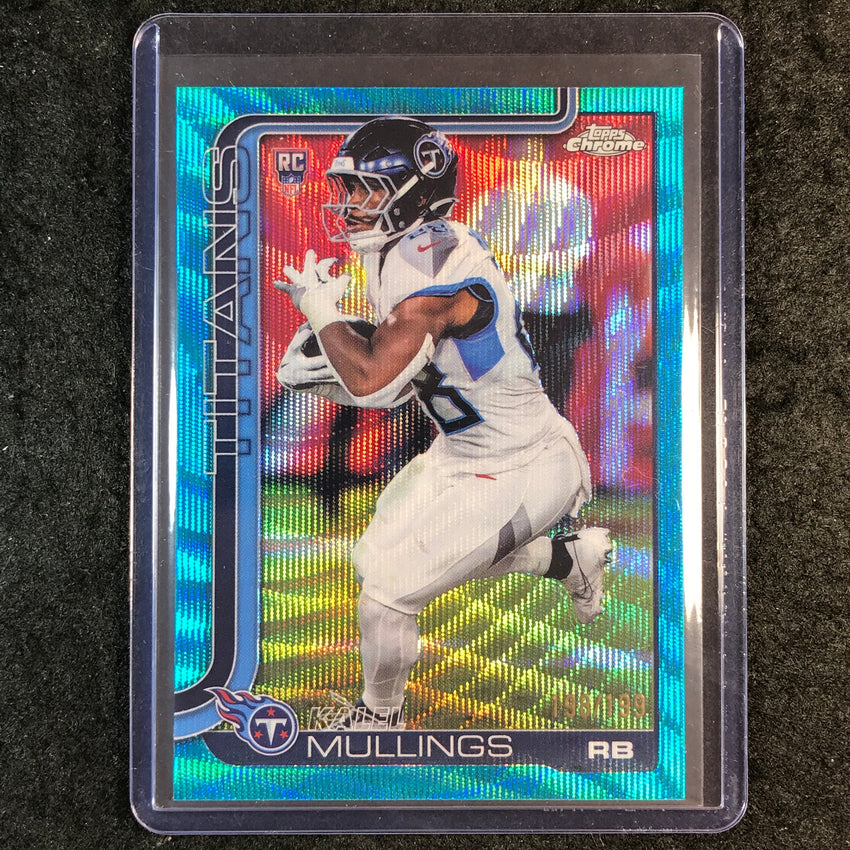 2025 Topps Chrome Football KALEL MULLINGS Rookie Base Aqua Wave 198/199 #309