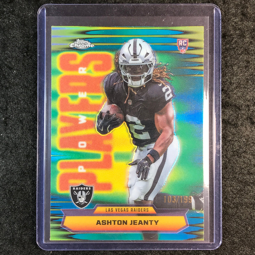 2025 Topps Chrome Football ASHTON JEANTY Power Players Rookie Aqua 103/199 #14