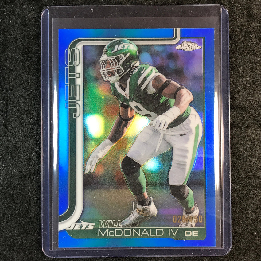 2025 Topps Chrome Football WILL MCDONALD IV Base Blue 26/150 #241