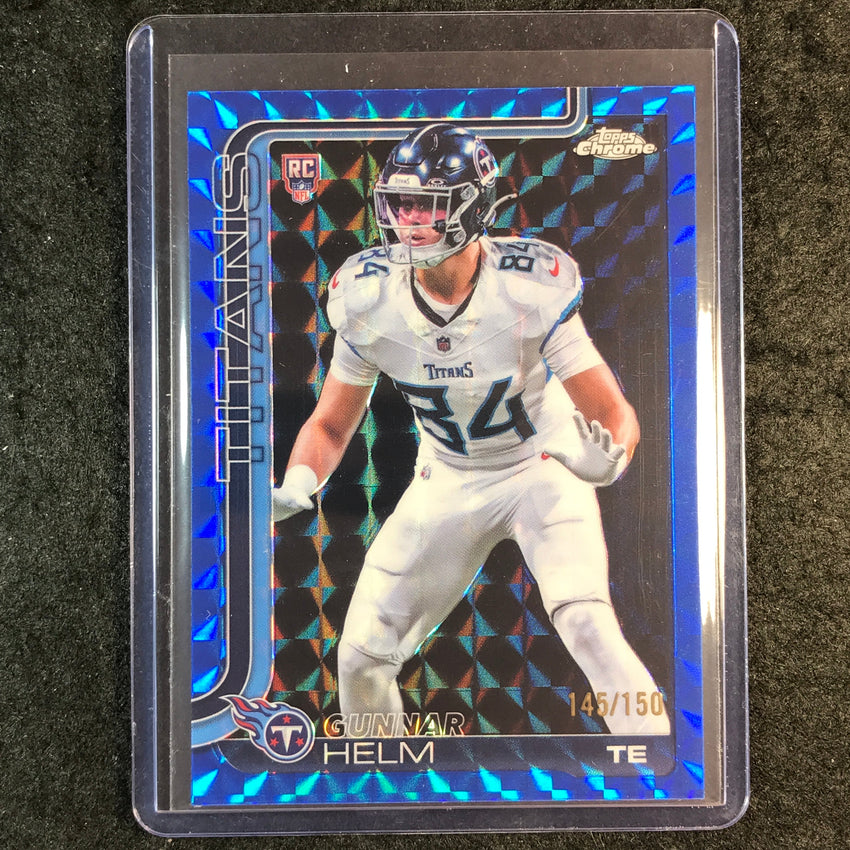 2025 Topps Chrome Football GUNNAR HELM Rookie Base Blue Geometric 145/150 #305