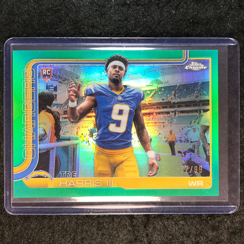 2025 Topps Chrome Football TRE HARRIS III Rookie Base Variation Green 77/99 #338