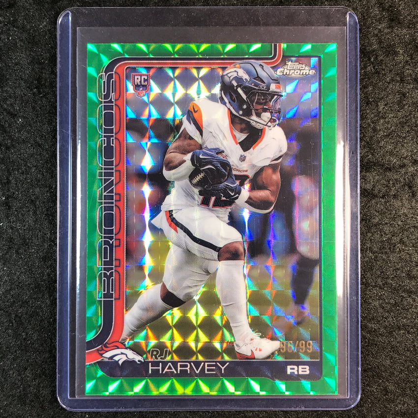 2025 Topps Chrome Football RJ HARVEY Rookie Base Green Geometric 96/99 #330