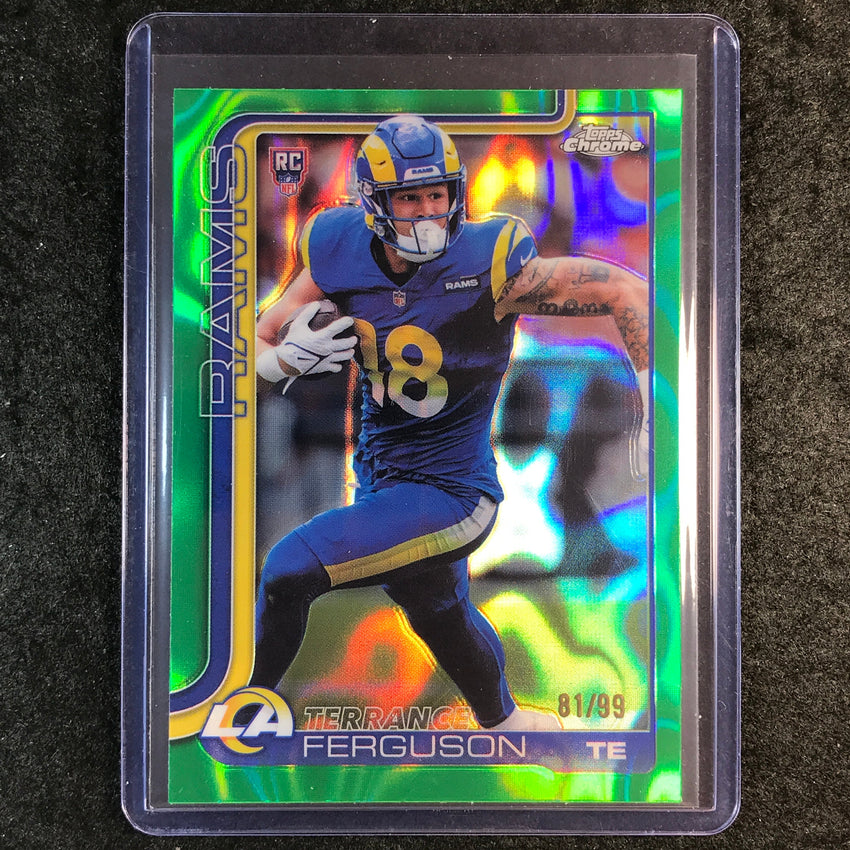 2025 Topps Chrome Football TERRANCE FERGUSON Rookie Base Green Lava 81/99 #335
