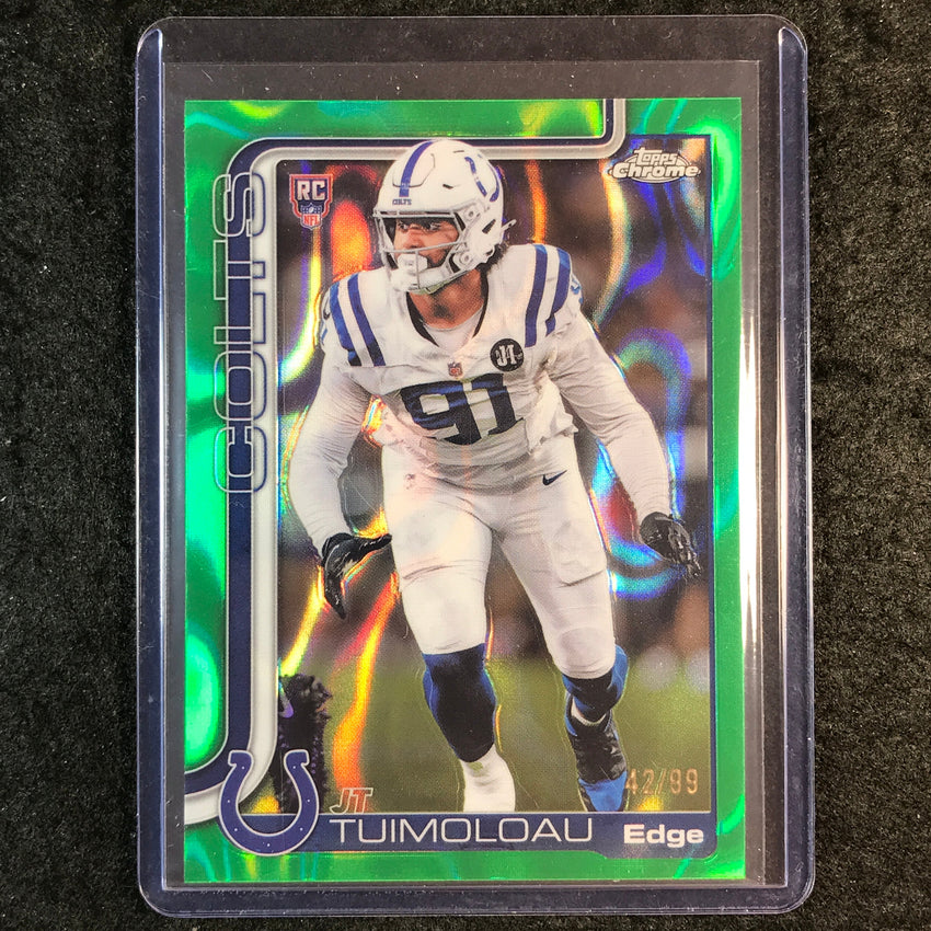 2025 Topps Chrome Football JT TUIMOLOAU Rookie Base Green Lava 42/99 #356