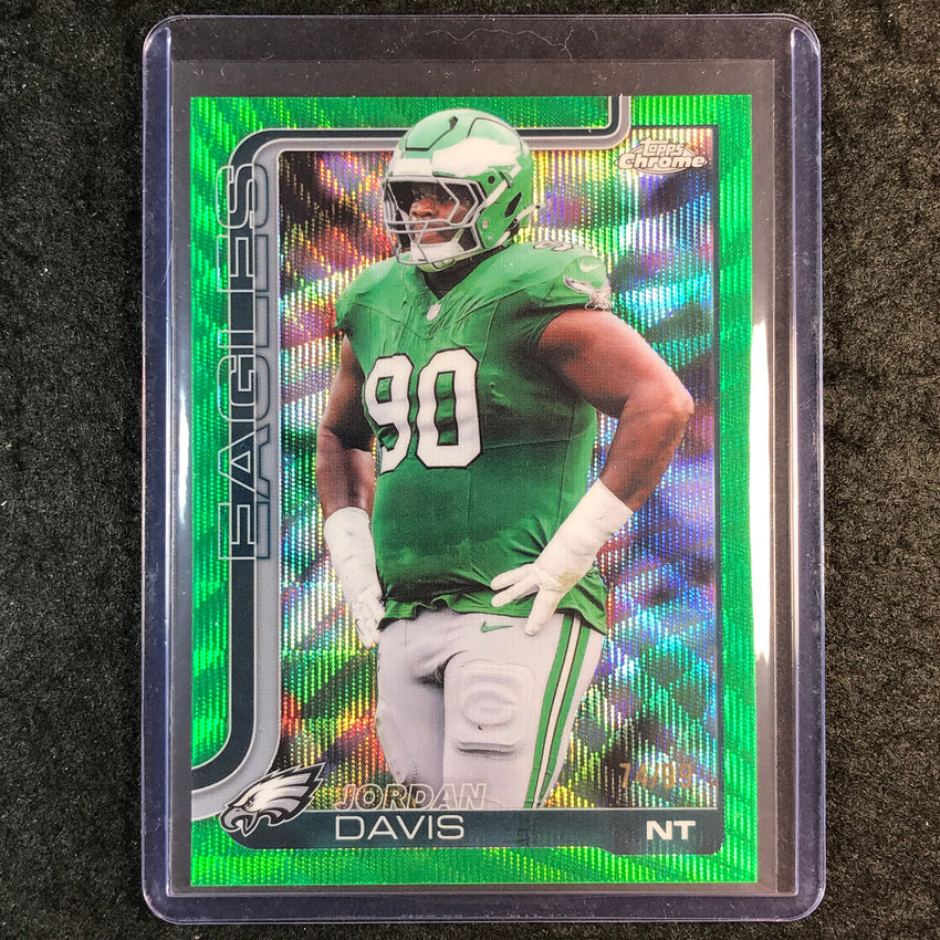 2025 Topps Chrome Football JORDAN DAVIS Base Green Wave 74/99 #249