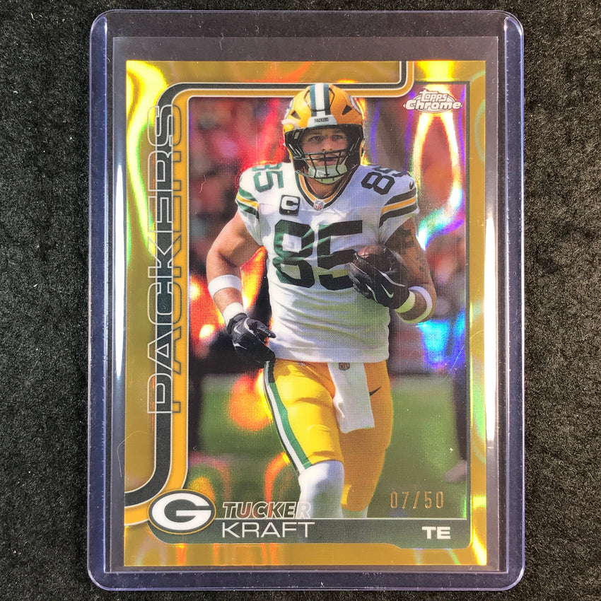 2025 Topps Chrome Football TUCKER KRAFT Base Gold Lava 7/50 #108