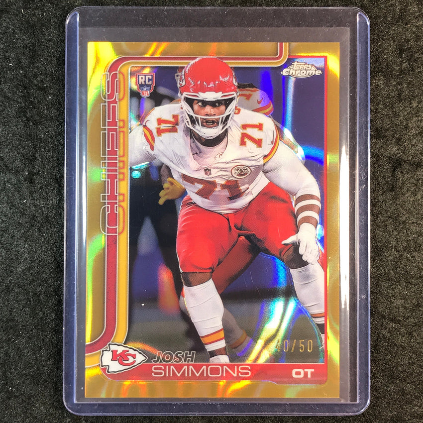 2025 Topps Chrome Football JOSH SIMMONS Rookie Base Gold Lava 40/50 #304