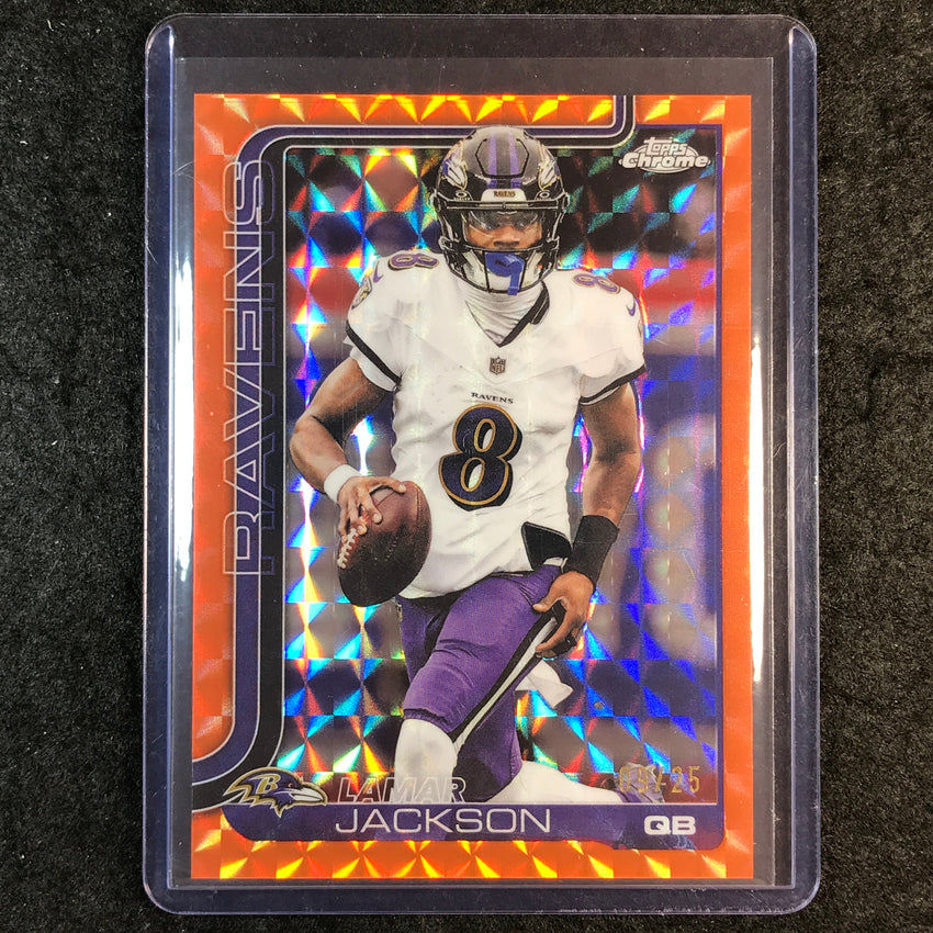 2025 Topps Chrome Football LAMAR JACKSON Base Orange Geometric 9/25 #24