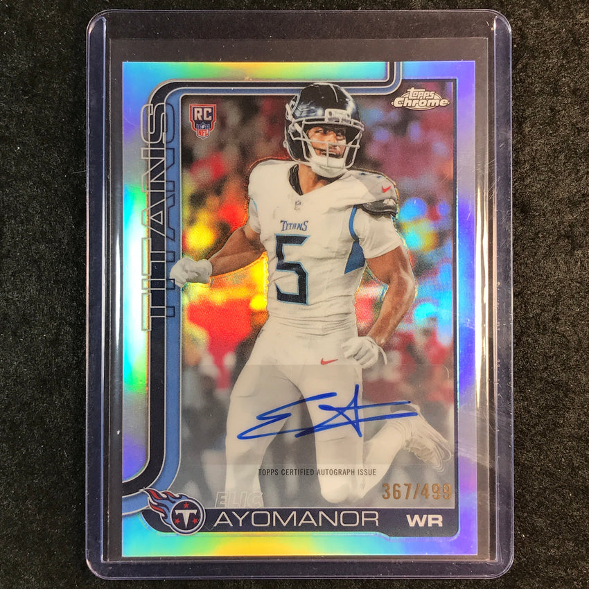 2025 Topps Chrome Football ELIC AYOMANOR Chrome Rookie Auto Refractor 369/499