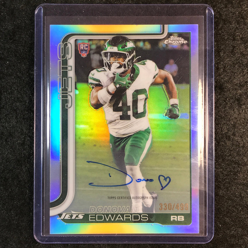 2025 Topps Chrome Football DONOVAN EDWARDS Chrome Rookie Auto Refractor 330/499