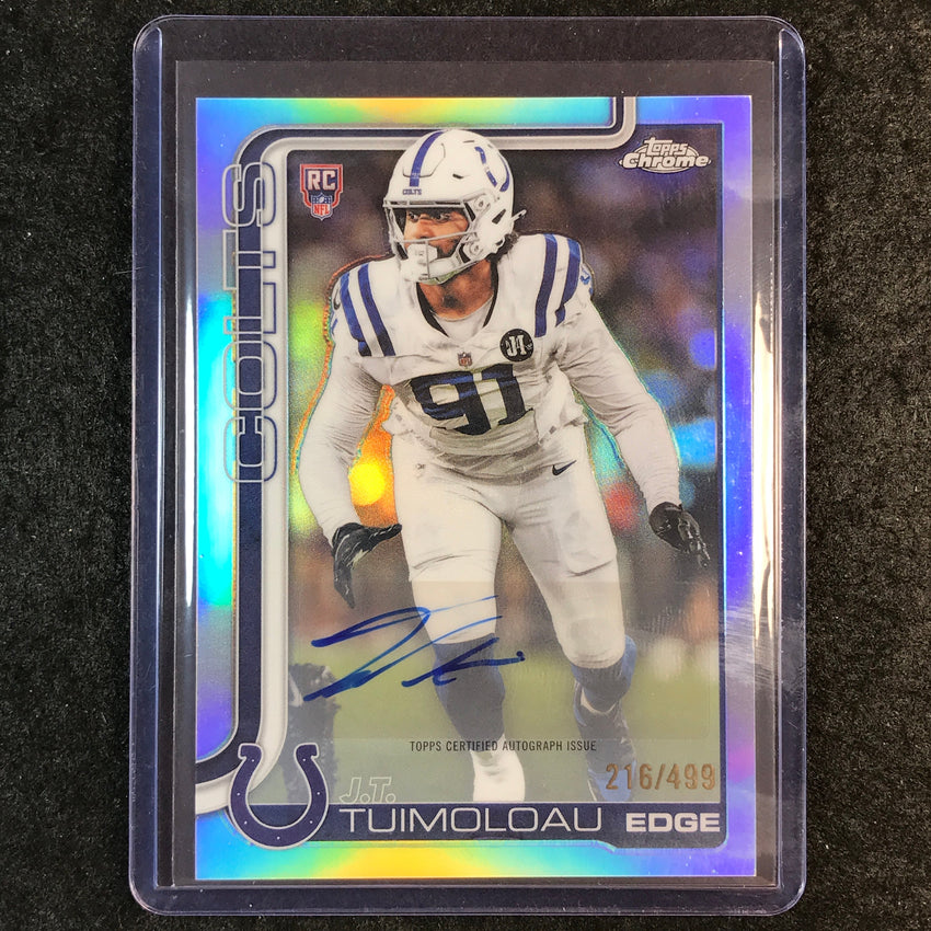 2025 Topps Chrome Football J.T. TUIMOLOAU Chrome Rookie Auto Refractor 216/499