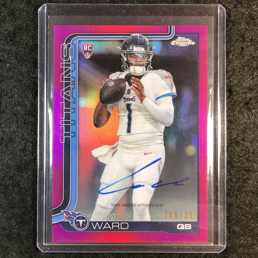 2025 Topps Chrome Football CAM WARD Chrome Rookie Auto Magenta 266/399