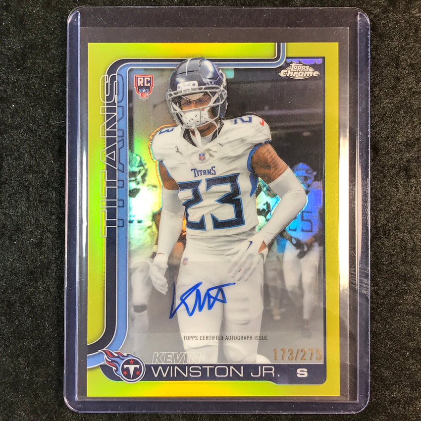 2025 Topps Chrome Football KEVIN WINSTON JR. Chrome Rookie Auto Yellow 173/275