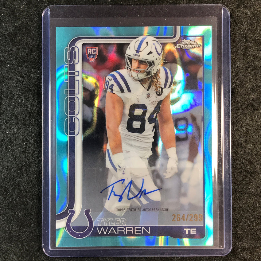 2025 Topps Chrome Football TYLER WARREN Chrome Rookie Auto Teal Lava 264/299