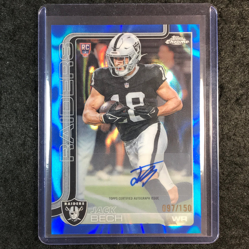 2025 Topps Chrome Football JACK BECH Chrome Rookie Auto Blue Lava 97/150