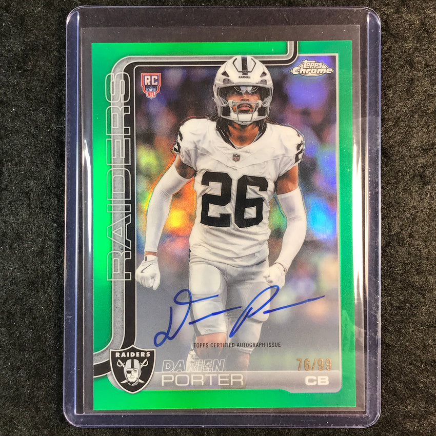 2025 Topps Chrome Football DARIEN PORTER Chrome Rookie Auto Green 76/99