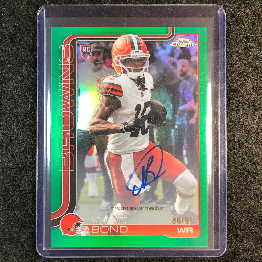 2025 Topps Chrome Football ISAIAH BOND Chrome Rookie Auto Green 86/99
