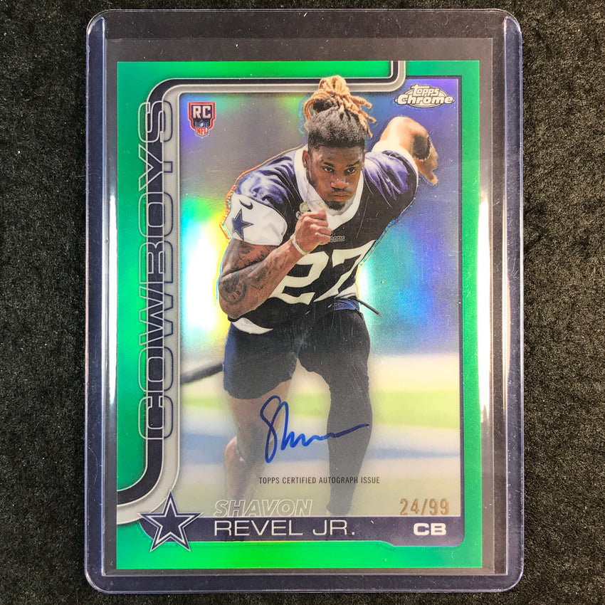 2025 Topps Chrome Football SHAVON REVEL JR. Chrome Rookie Auto Green 24/99