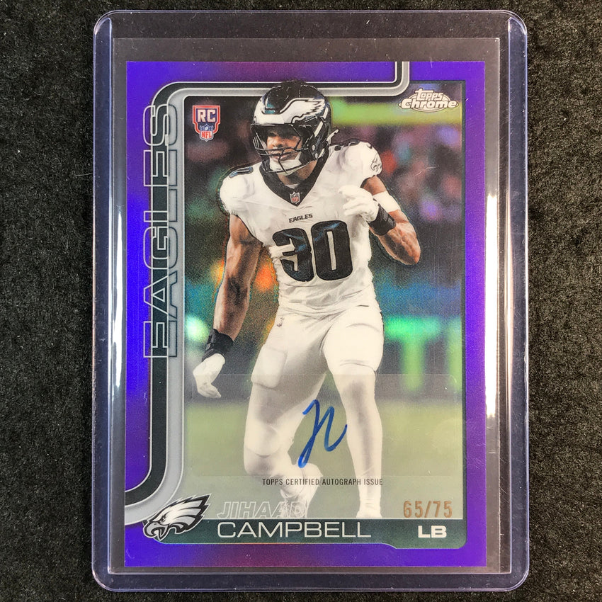 2025 Topps Chrome Football JIHAAD CAMPBELL Chrome Rookie Auto Purple 65/75