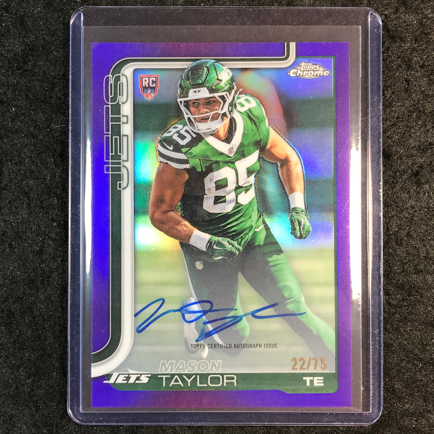 2025 Topps Chrome Football MASON TAYLOR Chrome Rookie Auto Purple 22/75