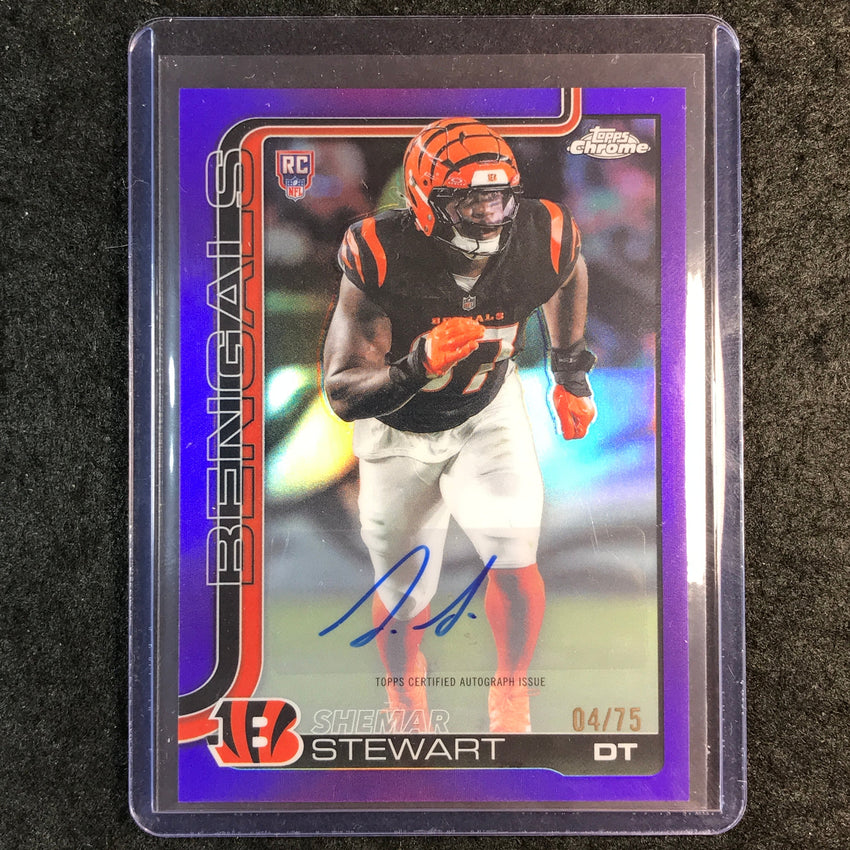 2025 Topps Chrome Football SHEMAR STEWART Chrome Rookie Auto Purple 4/75