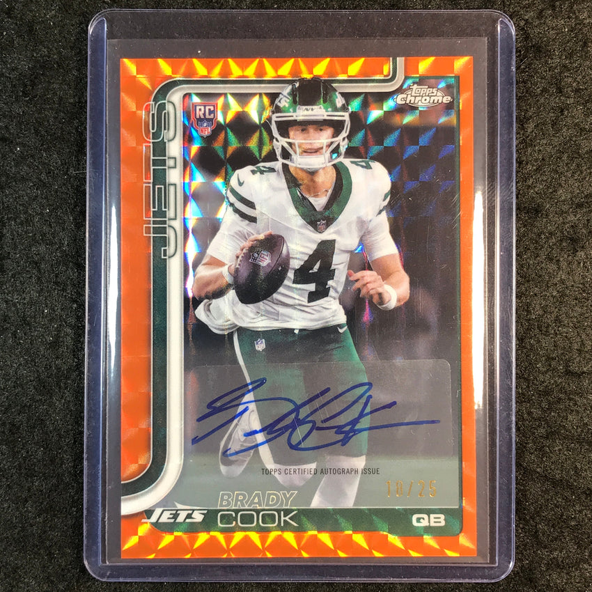 2025 Topps Chrome Football BRADY COOK Chrome Rookie Auto Orange Geometric 18/25