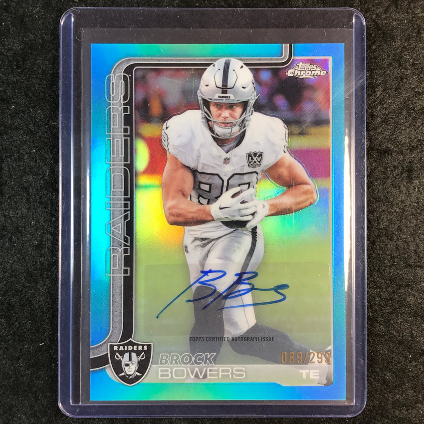 2025 Topps Chrome Football BROCK BOWERS Chrome Auto Teal 89/299
