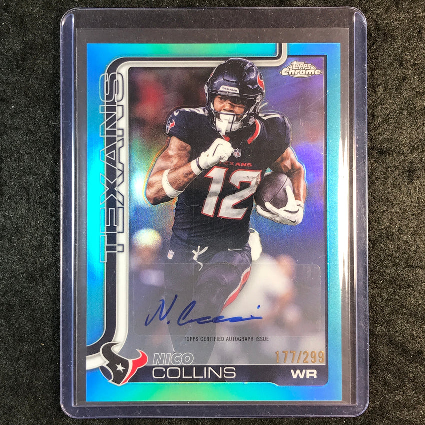 2025 Topps Chrome Football NICO COLLINS Chrome Auto Teal 177/299