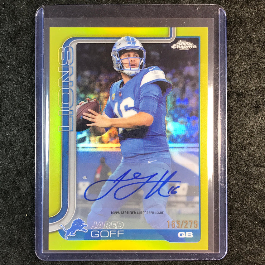 2025 Topps Chrome Football JARED GOFF Chrome Auto Yellow 165/275