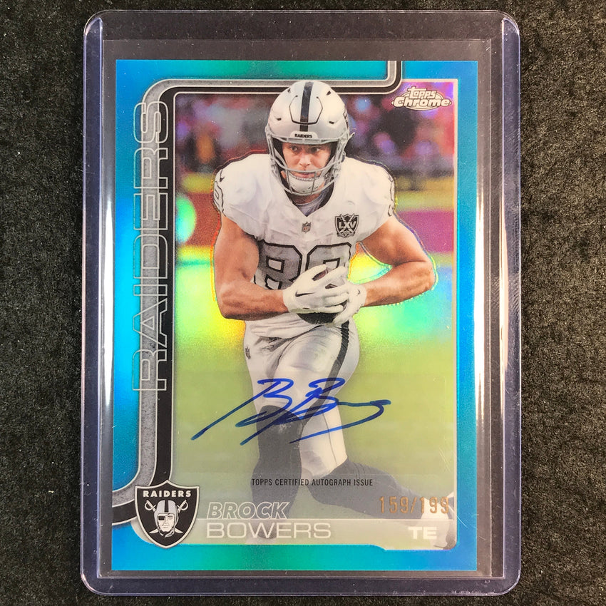 2025 Topps Chrome Football BROCK BOWERS Chrome Auto Aqua 159/199