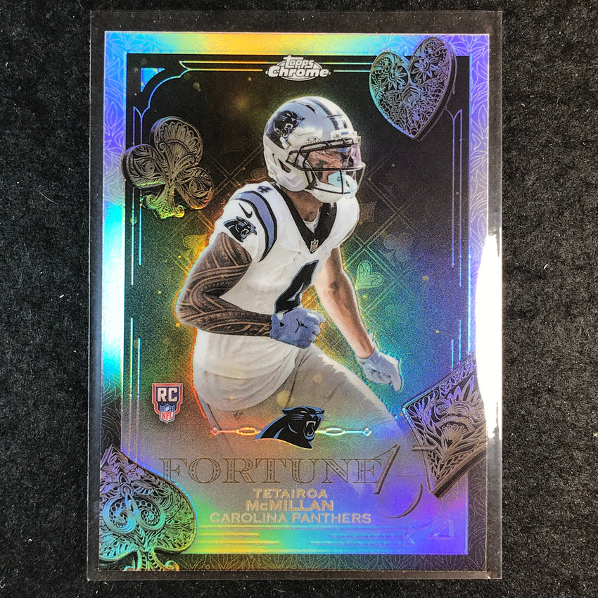 2025 Topps Chrome Football TETAIROA MCMILLAN Fortune 15 Rookie Refractor #19