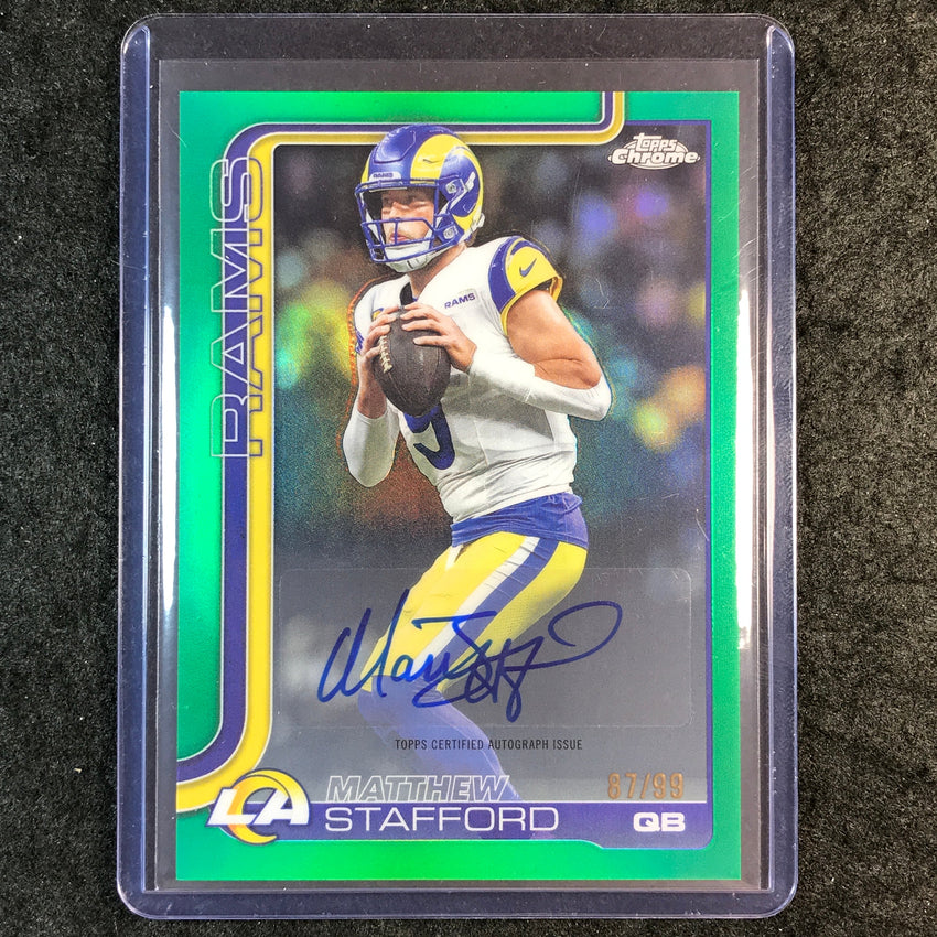 2025 Topps Chrome Football MATTHEW STAFFORD Chrome Auto Green 87/99